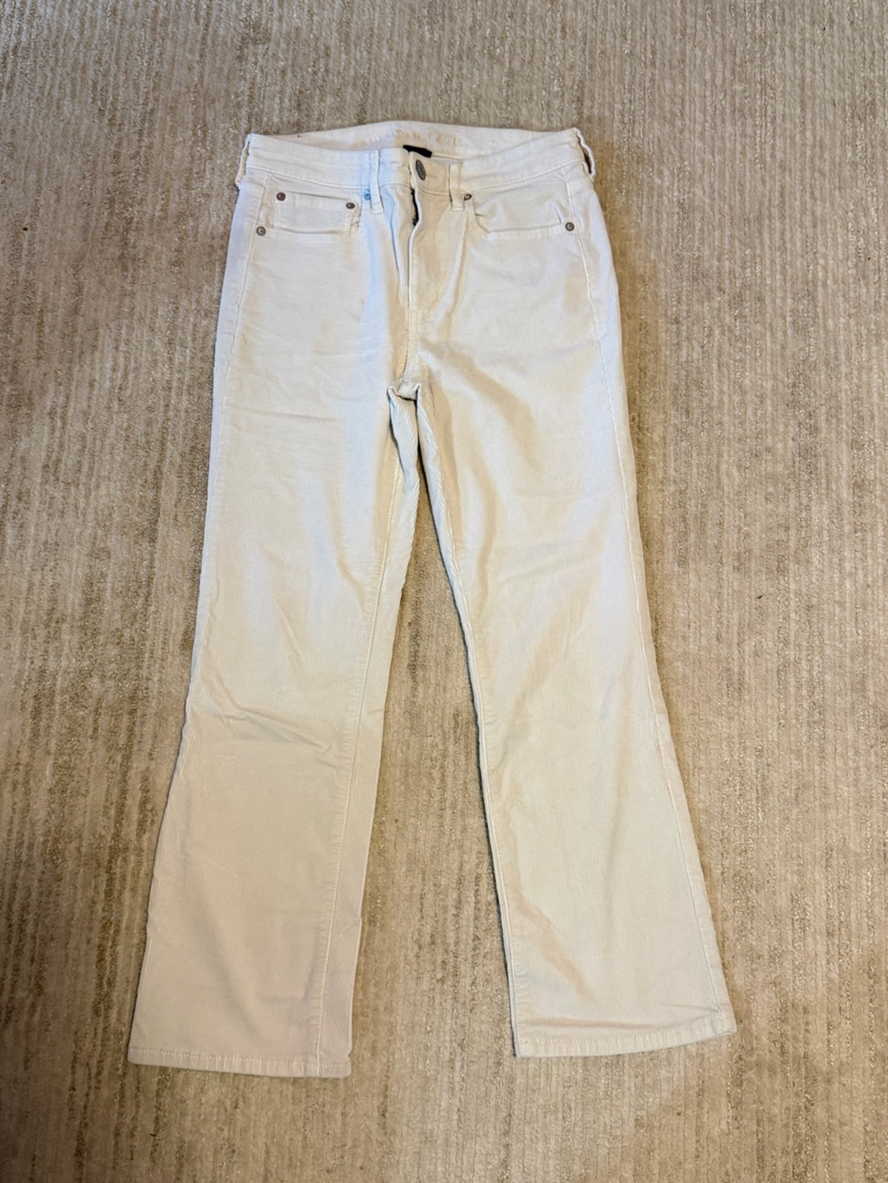 American Eagle Outfitters Cream High Rise Crop Flare